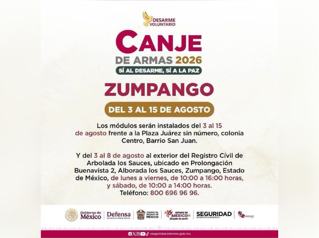 Llega a Zumpango el programa Canje de Armas